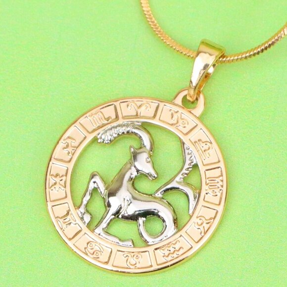 "Rose Gold Capricorn Zodiac Pendant with Elegant Goat Symbol Design, XPPT1452 - Picture 1 of 12